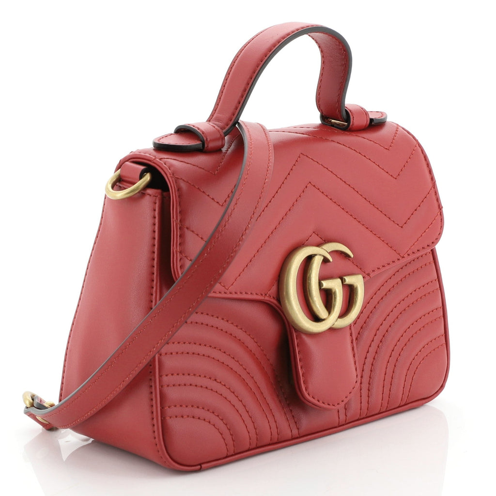 GG Marmont Top Handle Flap Bag Matelasse Leather Mini