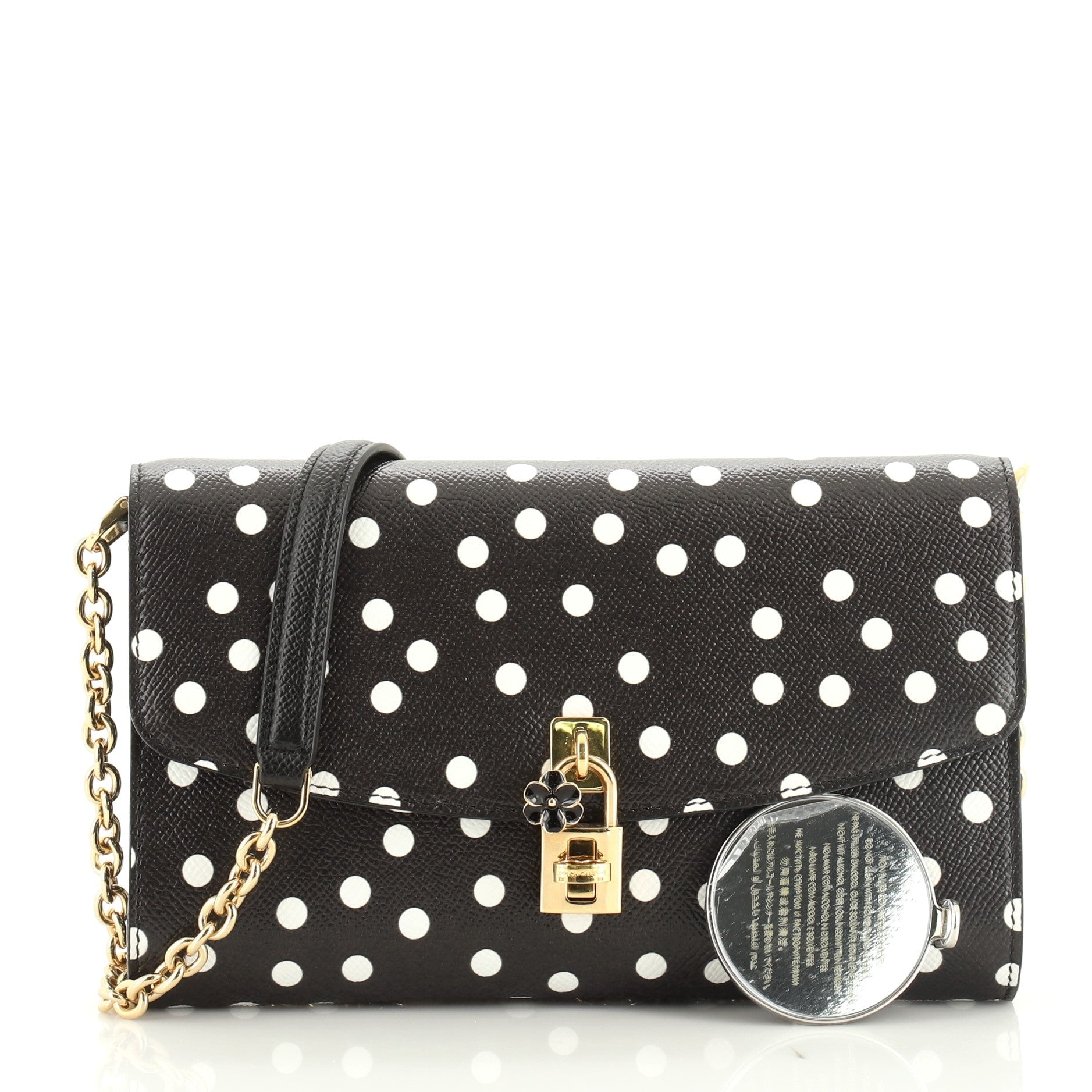 Padlock Chain Clutch Printed Leather