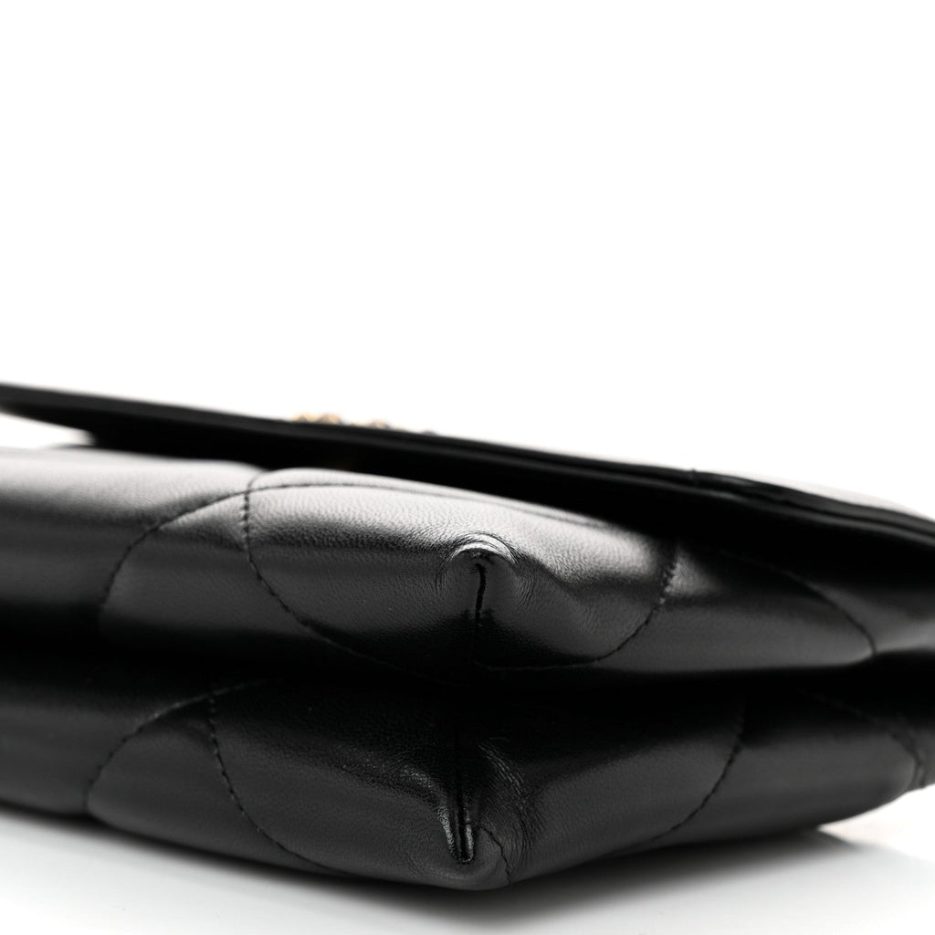 Lambskin Quilted Chanel 19 Flap Clutch Black