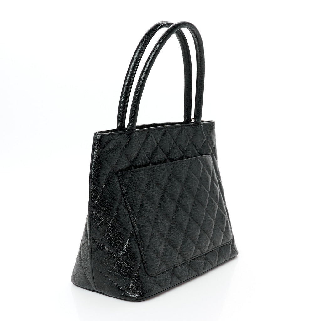 Caviar Quilted Medallion Tote Black