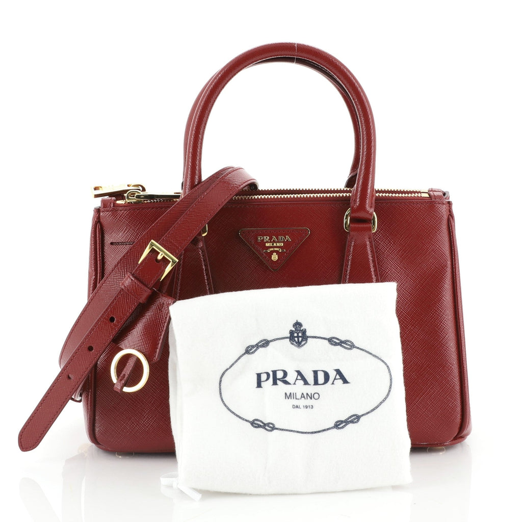 Double Zip Lux Tote Vernice Saffiano Leather Mini