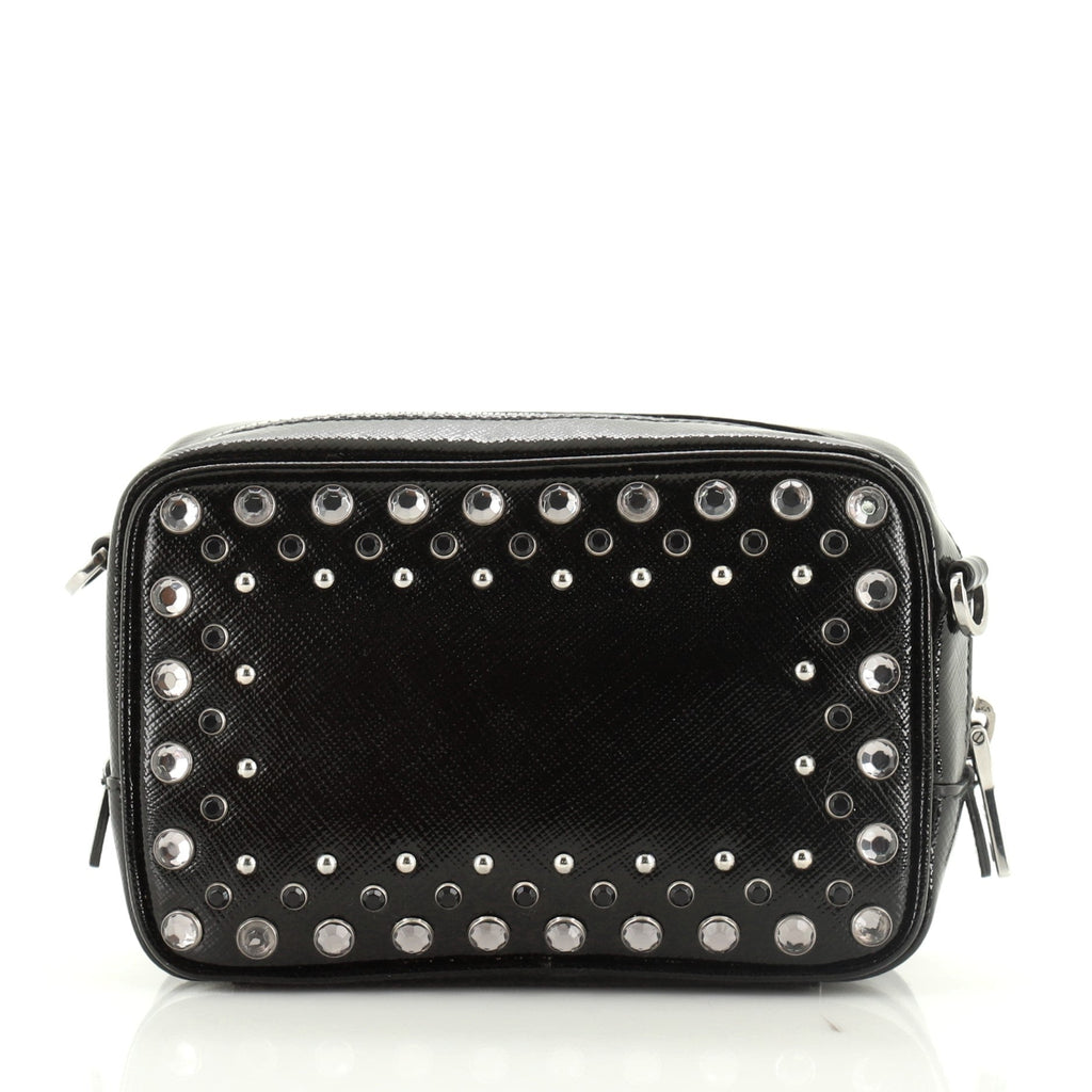 Zip Crossbody Bag Studded Vernice Saffiano Leather Mini