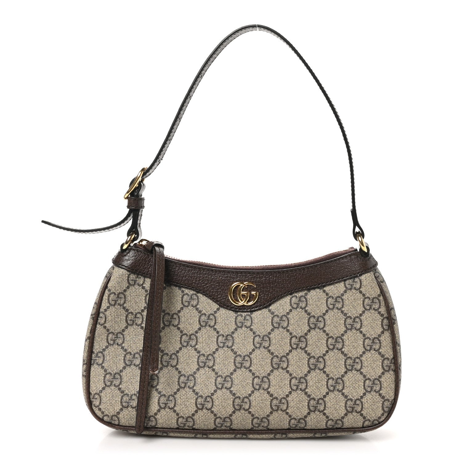 GG Supreme Monogram Textured Dollar Calfskin Small Ophidia Hobo Beige Ebony New Acero