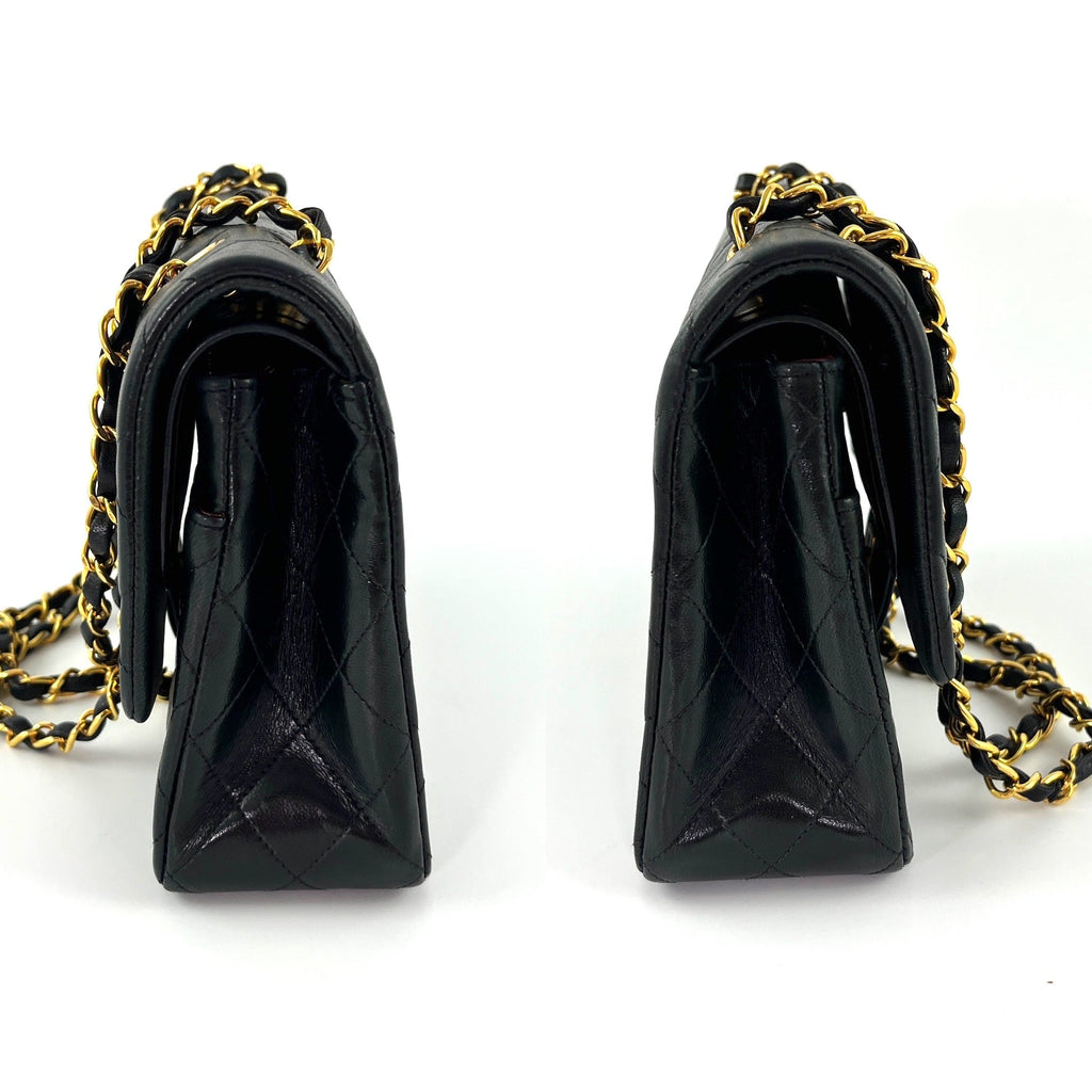 Vintage CHANEL Medium Black Leather 1990’s Double Flap Bag