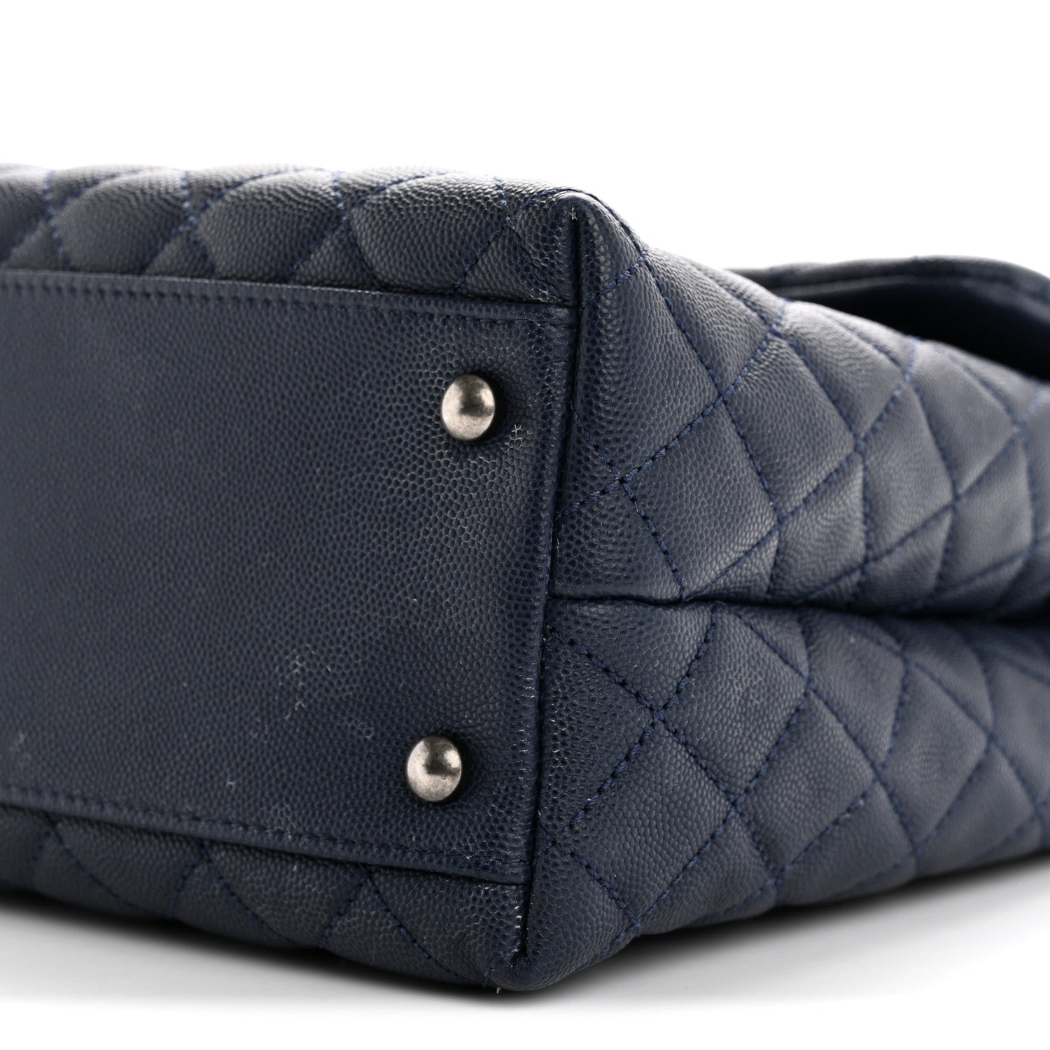 Caviar Lizard Quilted Large Coco Handle Flap Blue