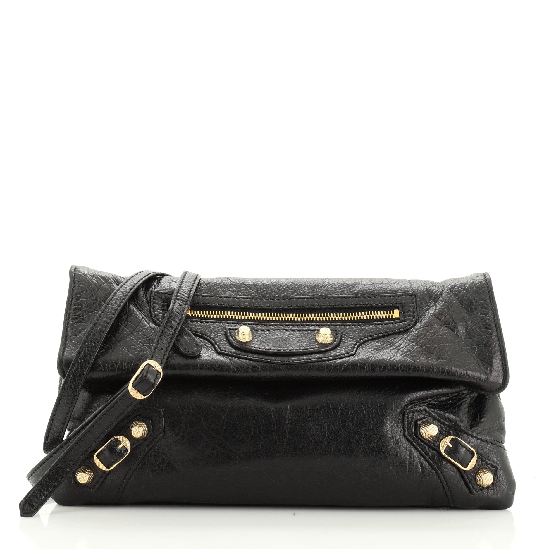 Envelope Strap Clutch Classic Studs Leather