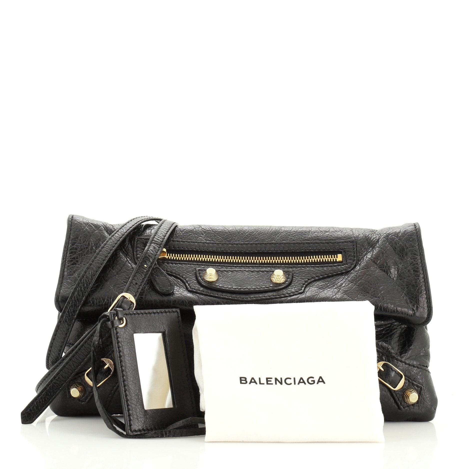 Envelope Strap Clutch Classic Studs Leather