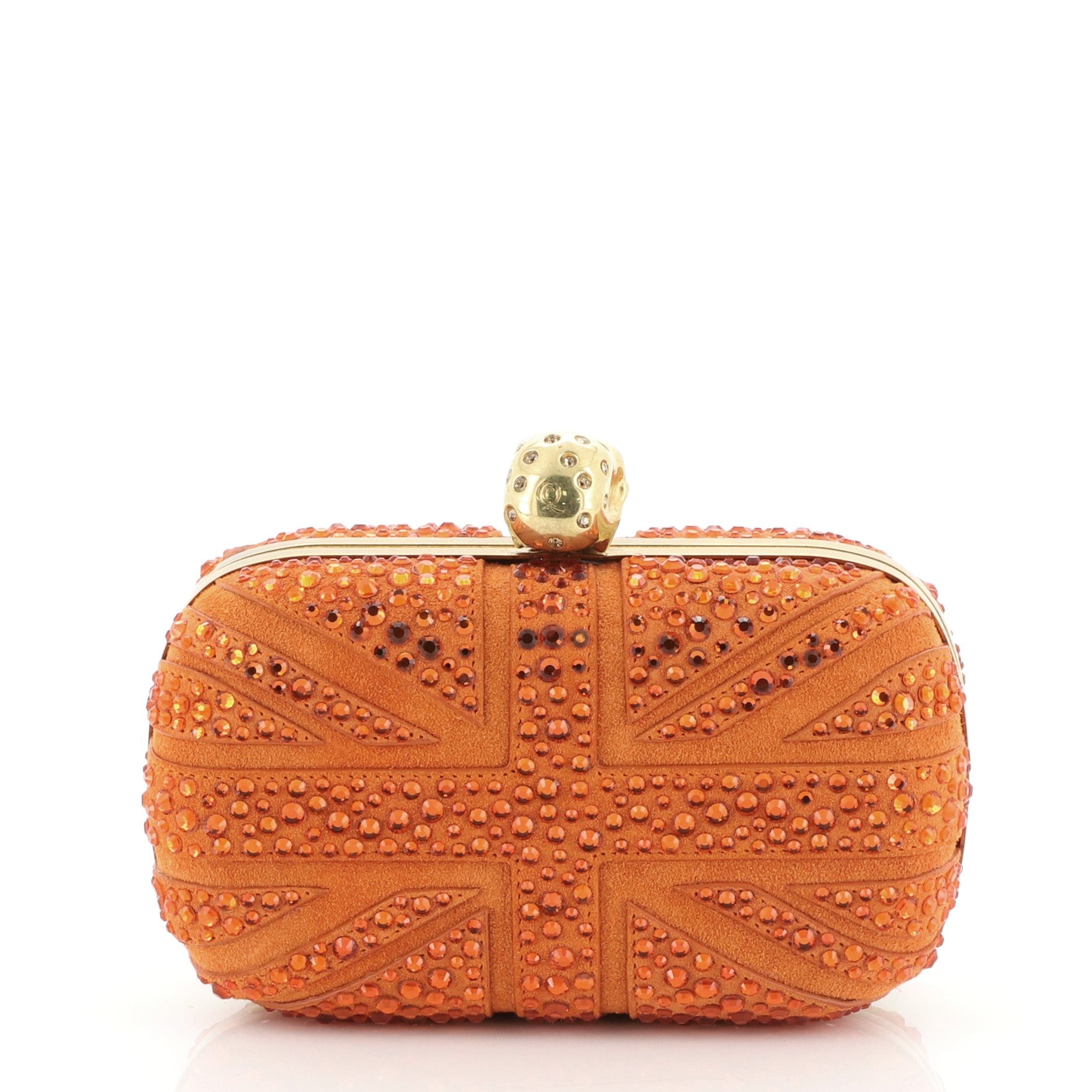 Britannia Skull Box Clutch Studded Suede Small