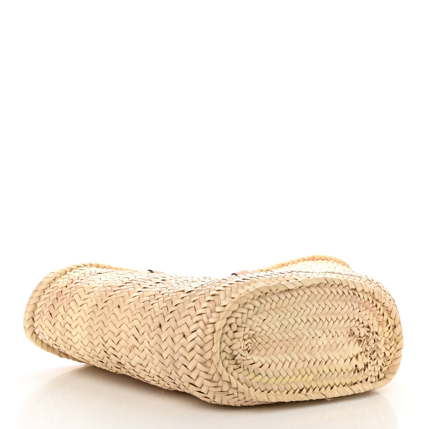 Raffia Calfskin Triomphe Medium Panier Tan