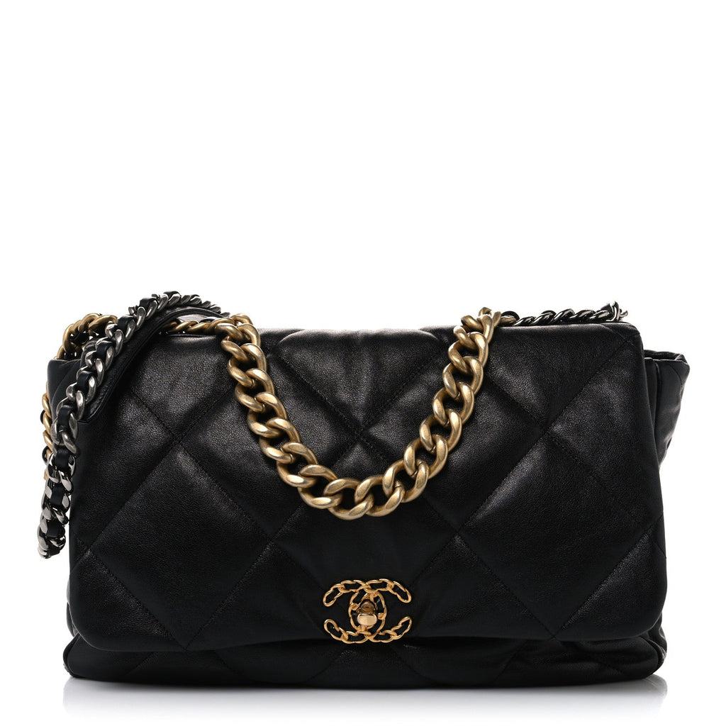 Lambskin Quilted Maxi Chanel 19 Flap Black