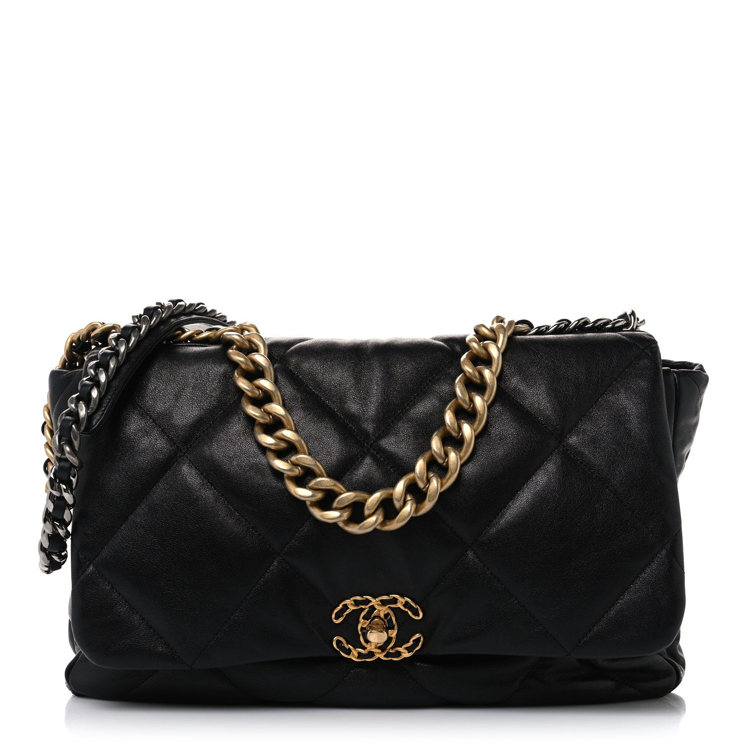Lambskin Quilted Maxi Chanel 19 Flap Black