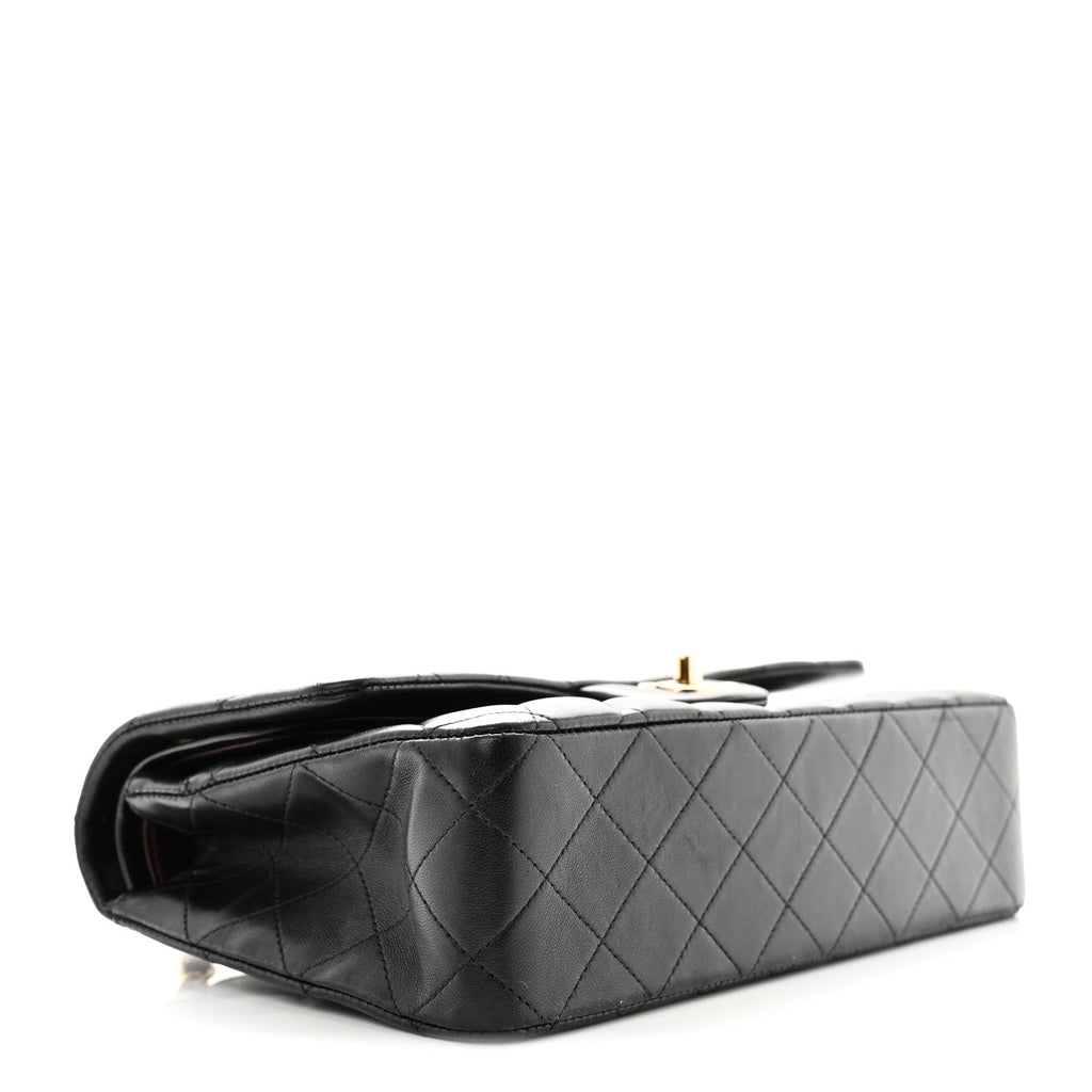 Lambskin Quilted Medium Double Flap Black