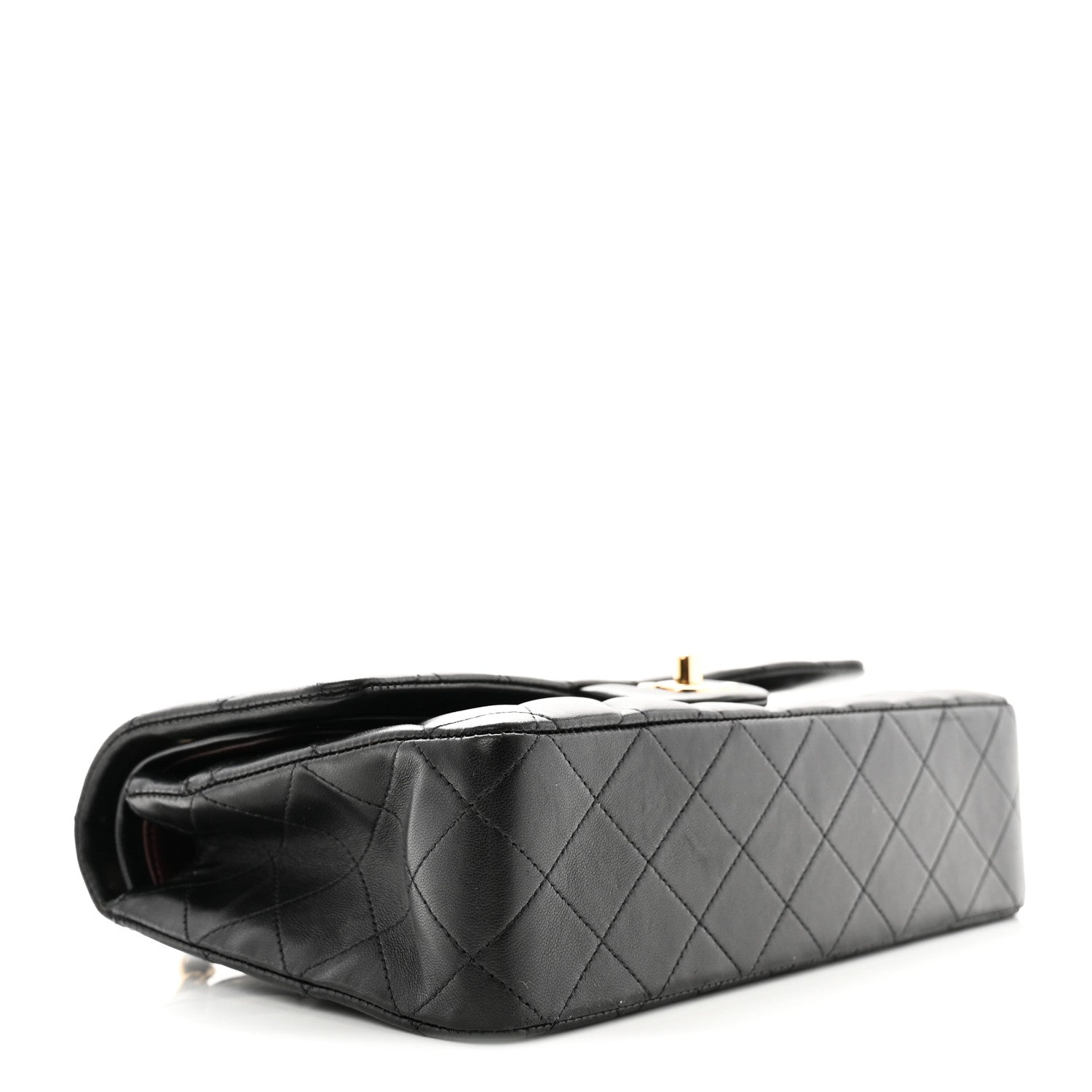 Lambskin Quilted Medium Double Flap Black