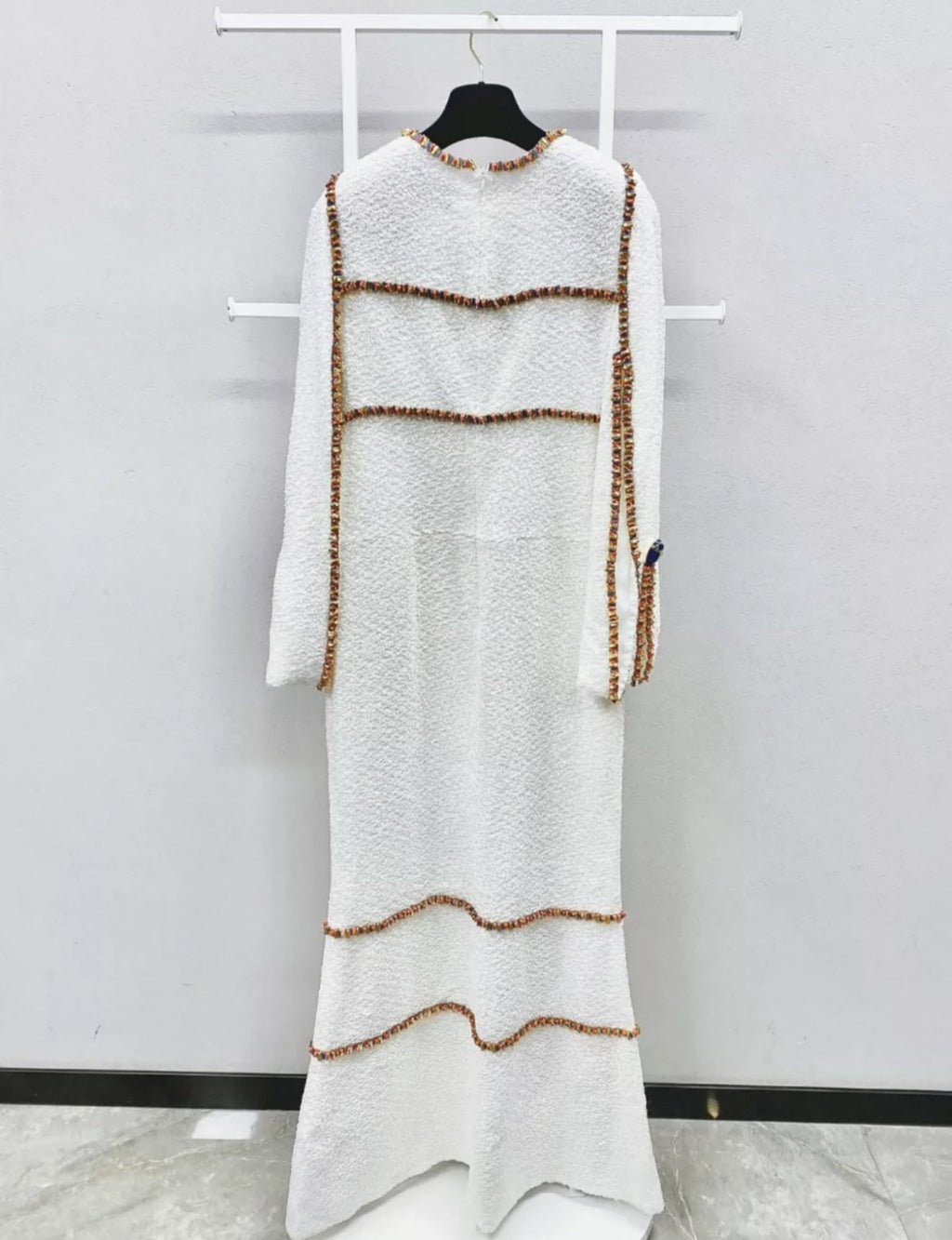 Chanel 19A White & Gold Embroidered Dress