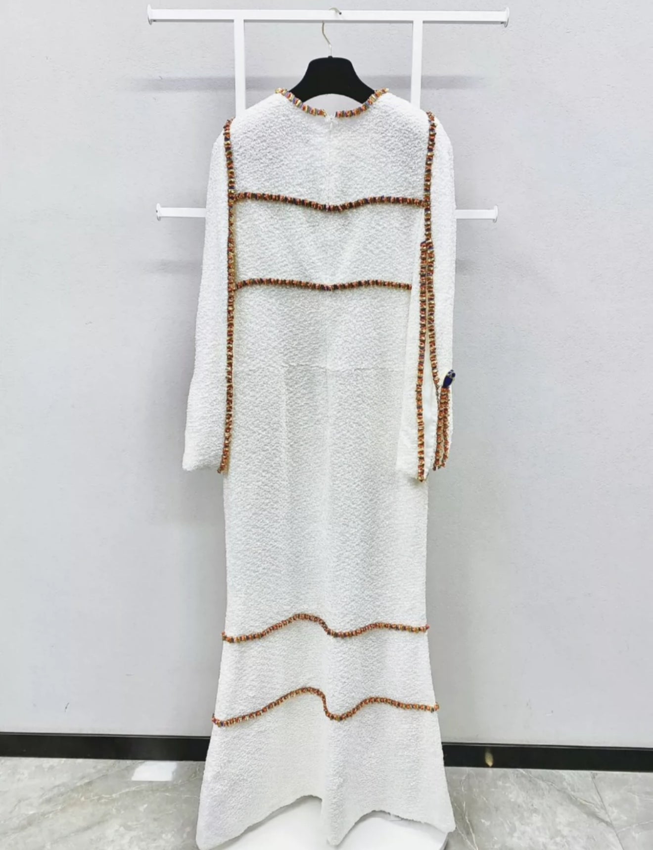 Chanel 19A White & Gold Embroidered Dress