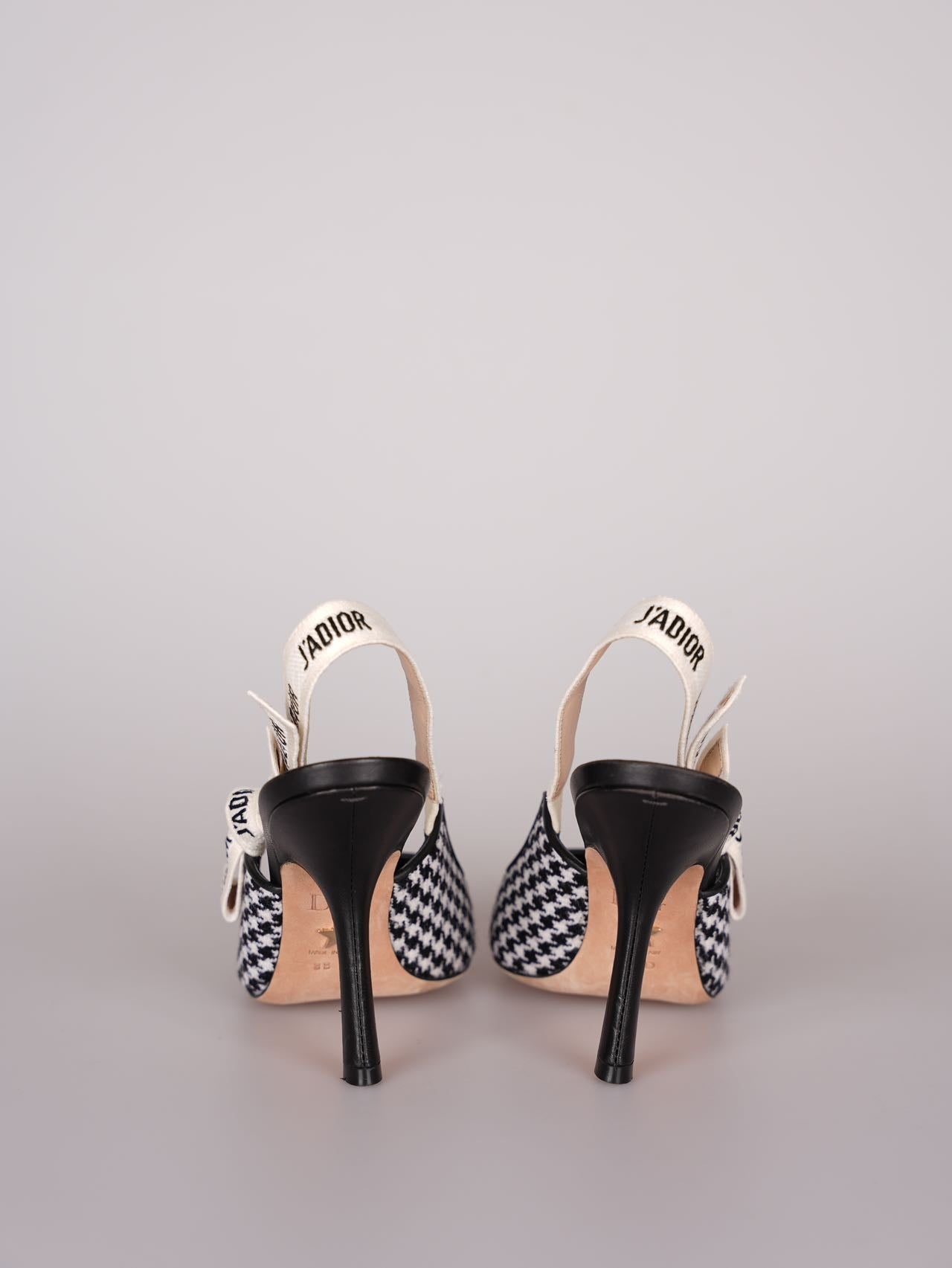 Dior J'Adior Sandals in Black and White Houndstooth Canvas Size 38
