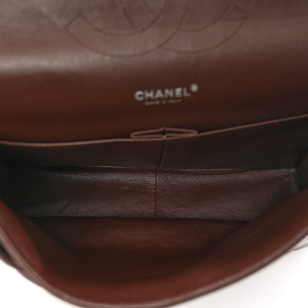 Caviar Quilted Maxi Double Flap Brown