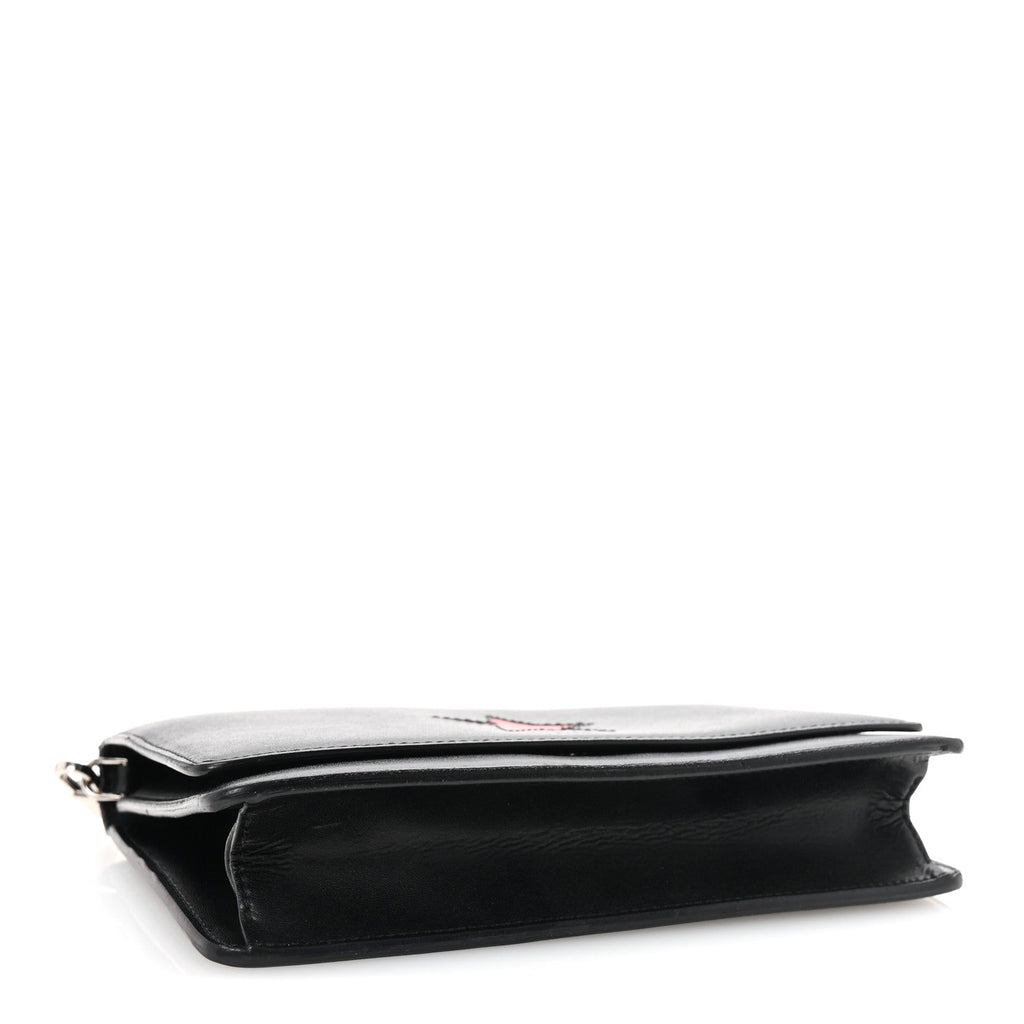 Calfskin Star Pandora Chain Wallet Black