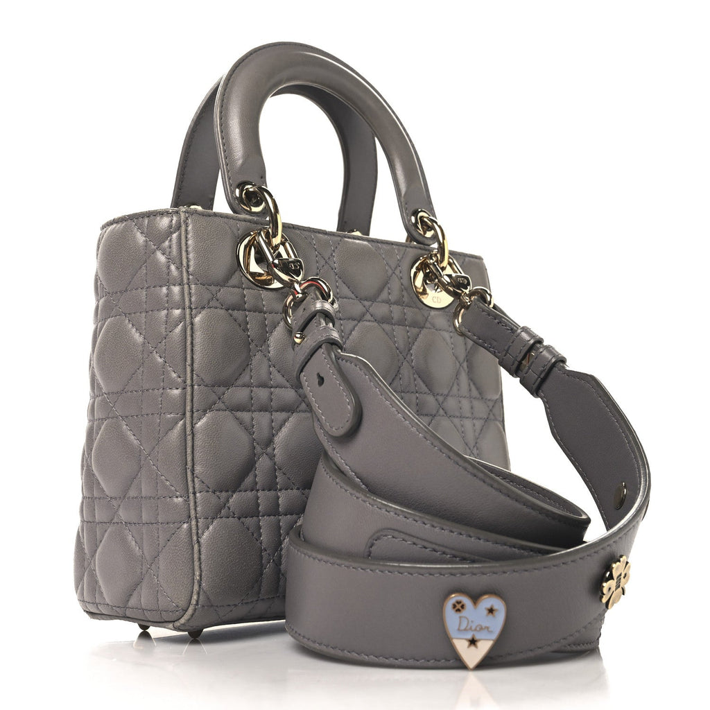 Lambskin Cannage Small Lucky Badges My Lady Dior Grey