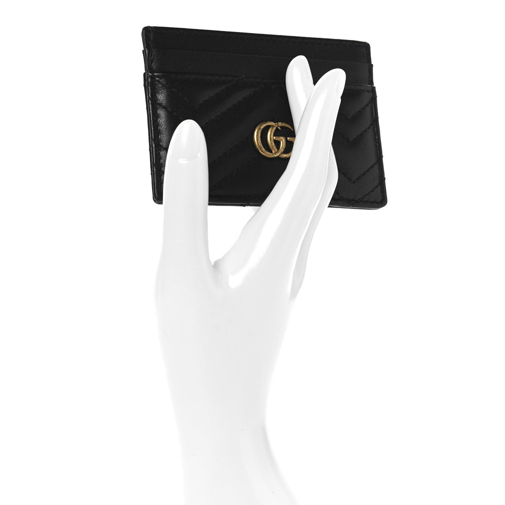Calfskin Matelasse GG Marmont  Holder Black