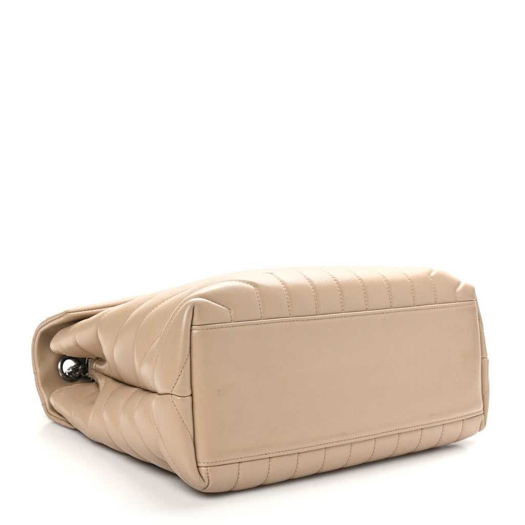 Calfskin Y Quilted Monogram Medium Loulou Chain Satchel Dark Beige