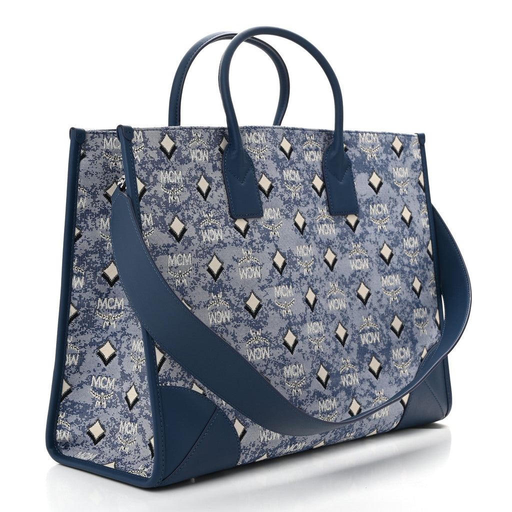 Jacquard Monogram Munchen Extra Large Tote Blue