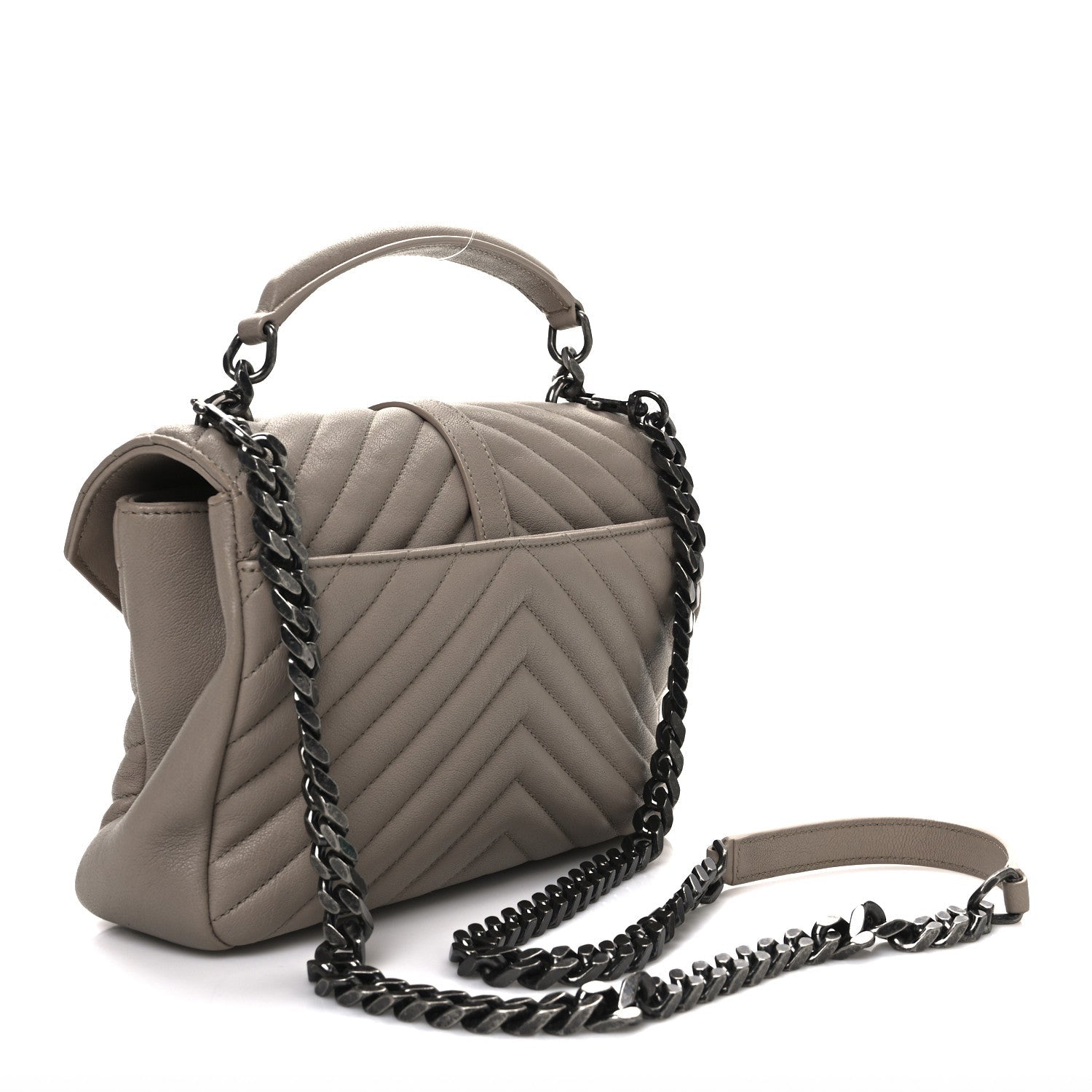 Sheepskin Matelasse Chevron Monogram Medium College Bag Dark Beige