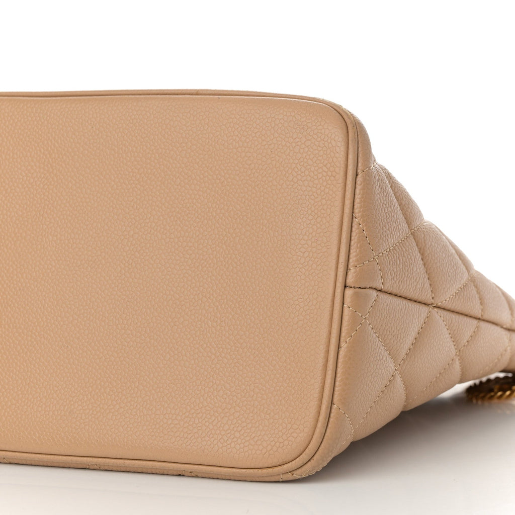 Caviar Quilted Medallion Tote Beige