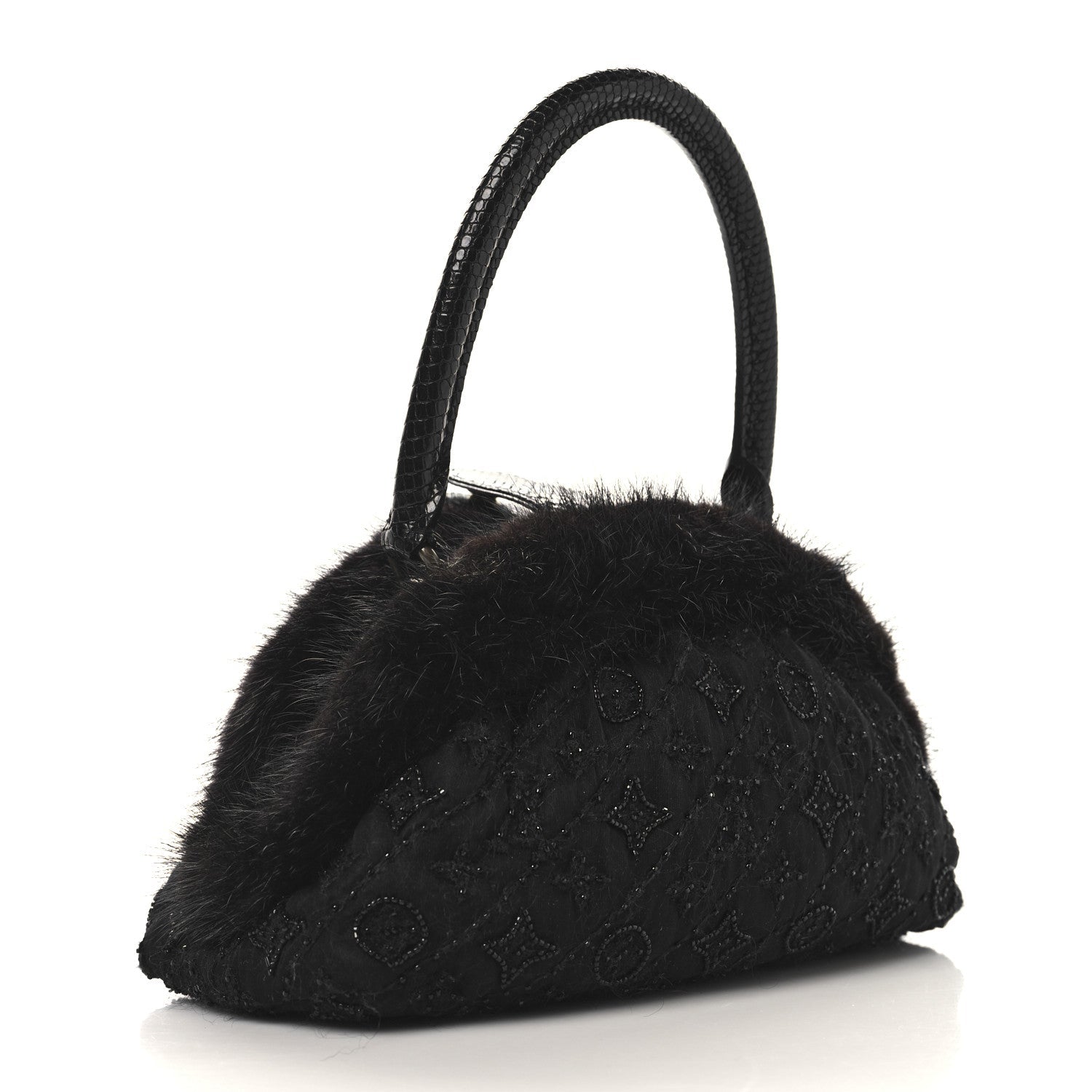 Mousseline Mink Lizard Beaded Demi Lune MM Black
