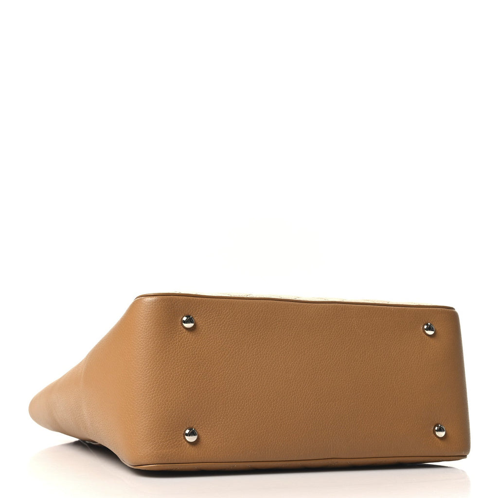 Caviar Quilted Small CC Box Shopping Tote Camel