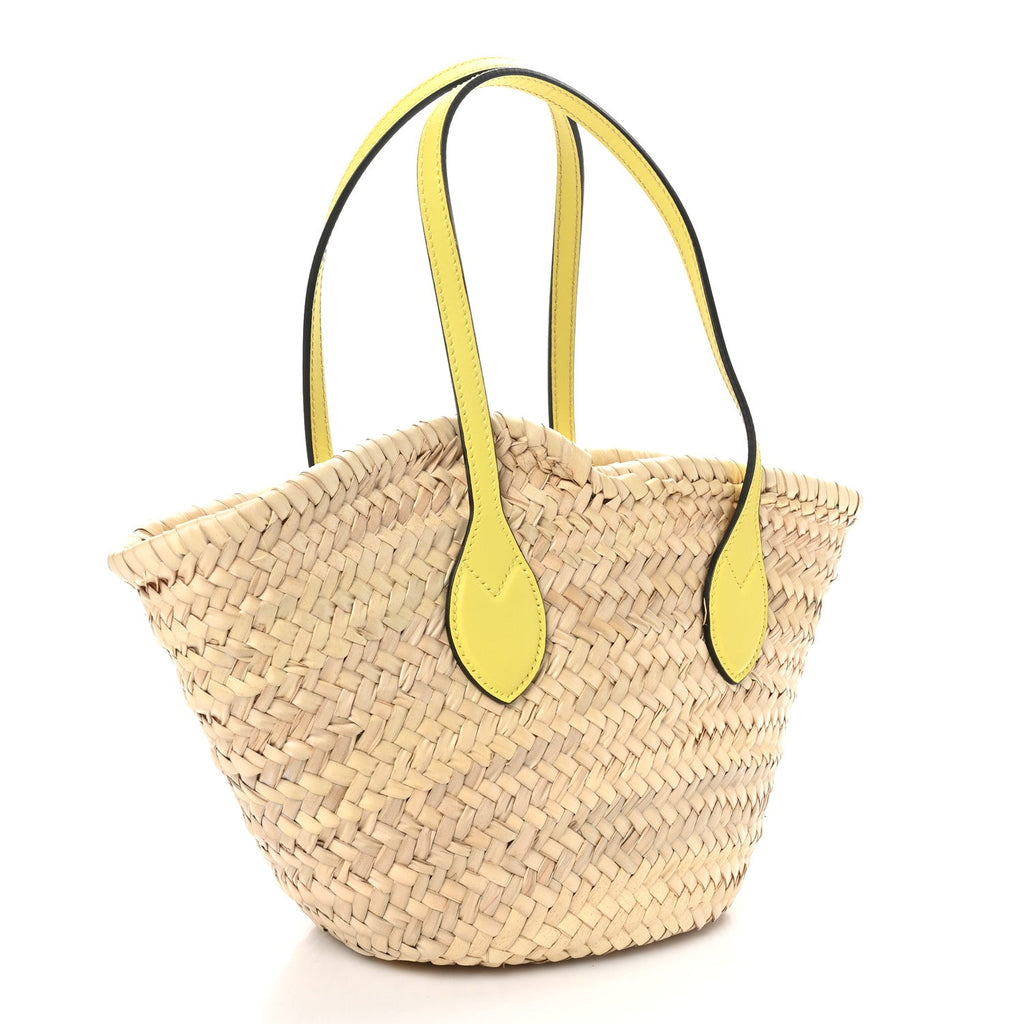 Straw Calfskin Plexiglass Mini Logo Tote Yellow