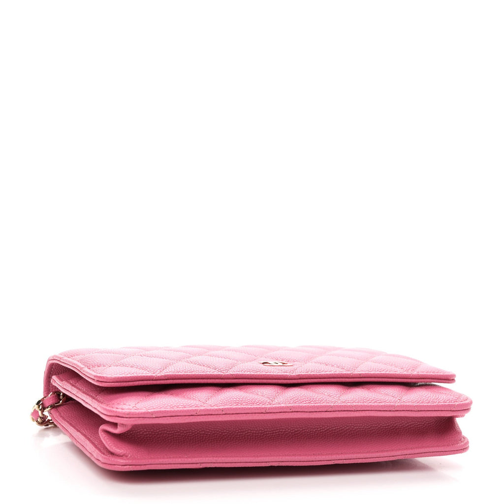 Caviar Quilted Wallet on Chain WOC Pink