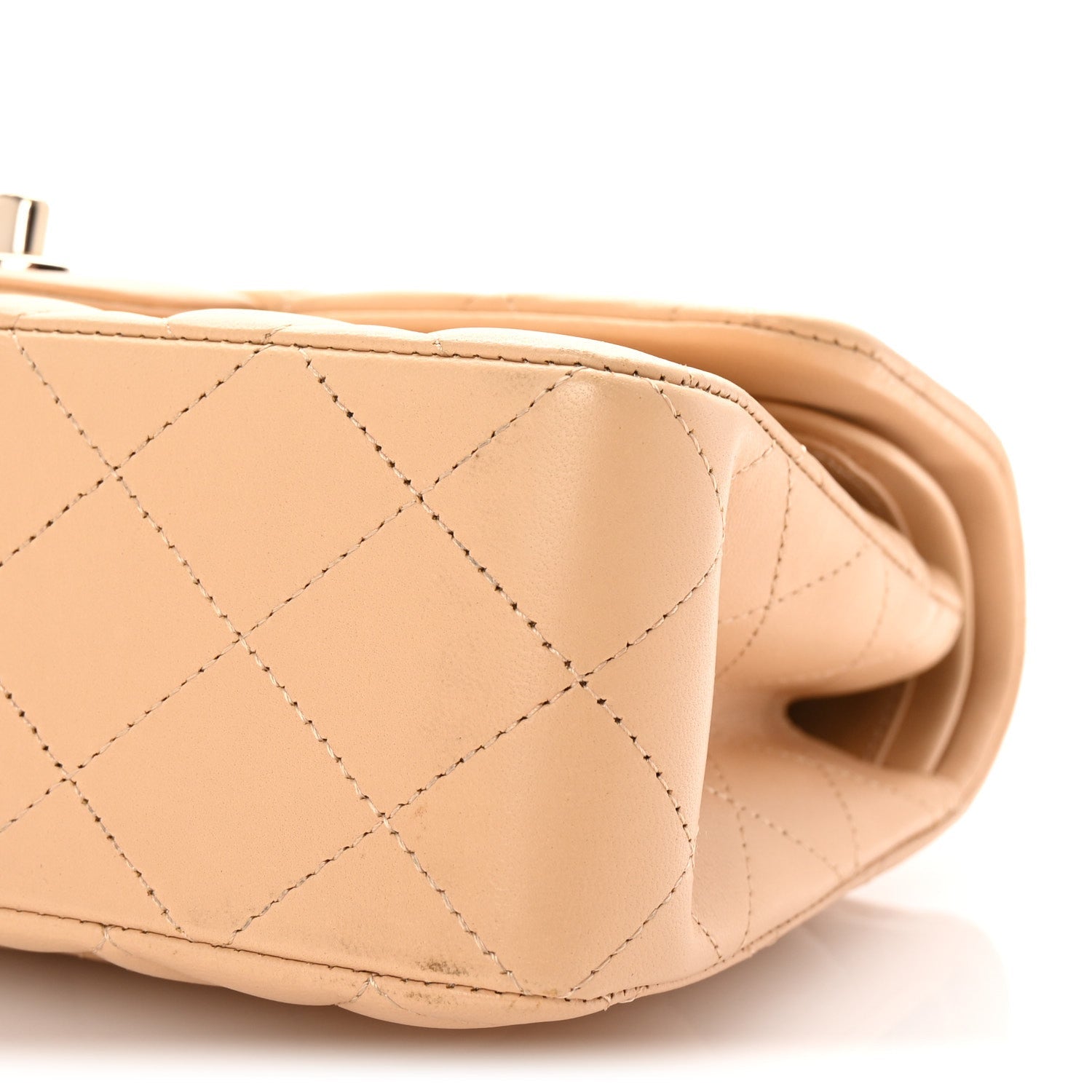 Lambskin Quilted Small Double Flap Beige