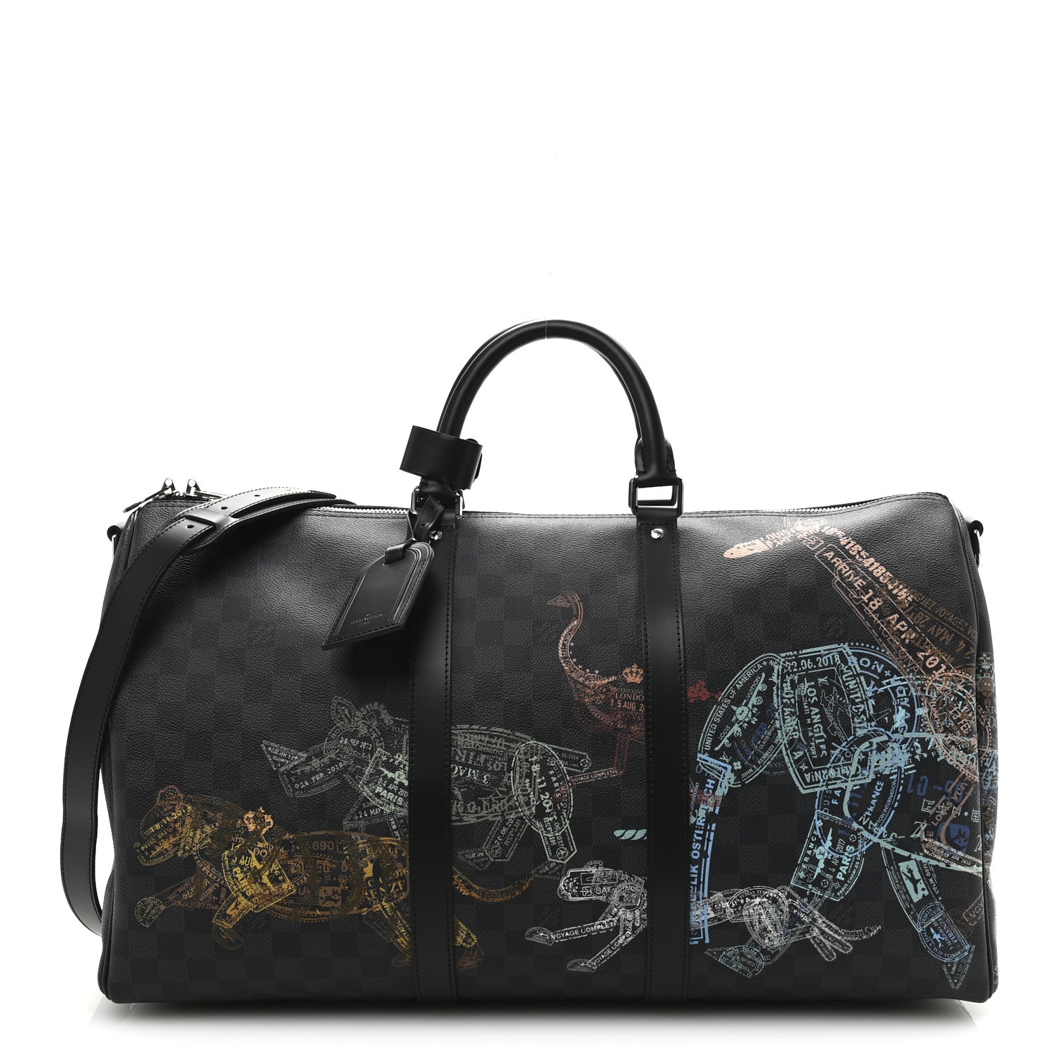 Damier Graphite Stamps Keepall Bandouliere 50