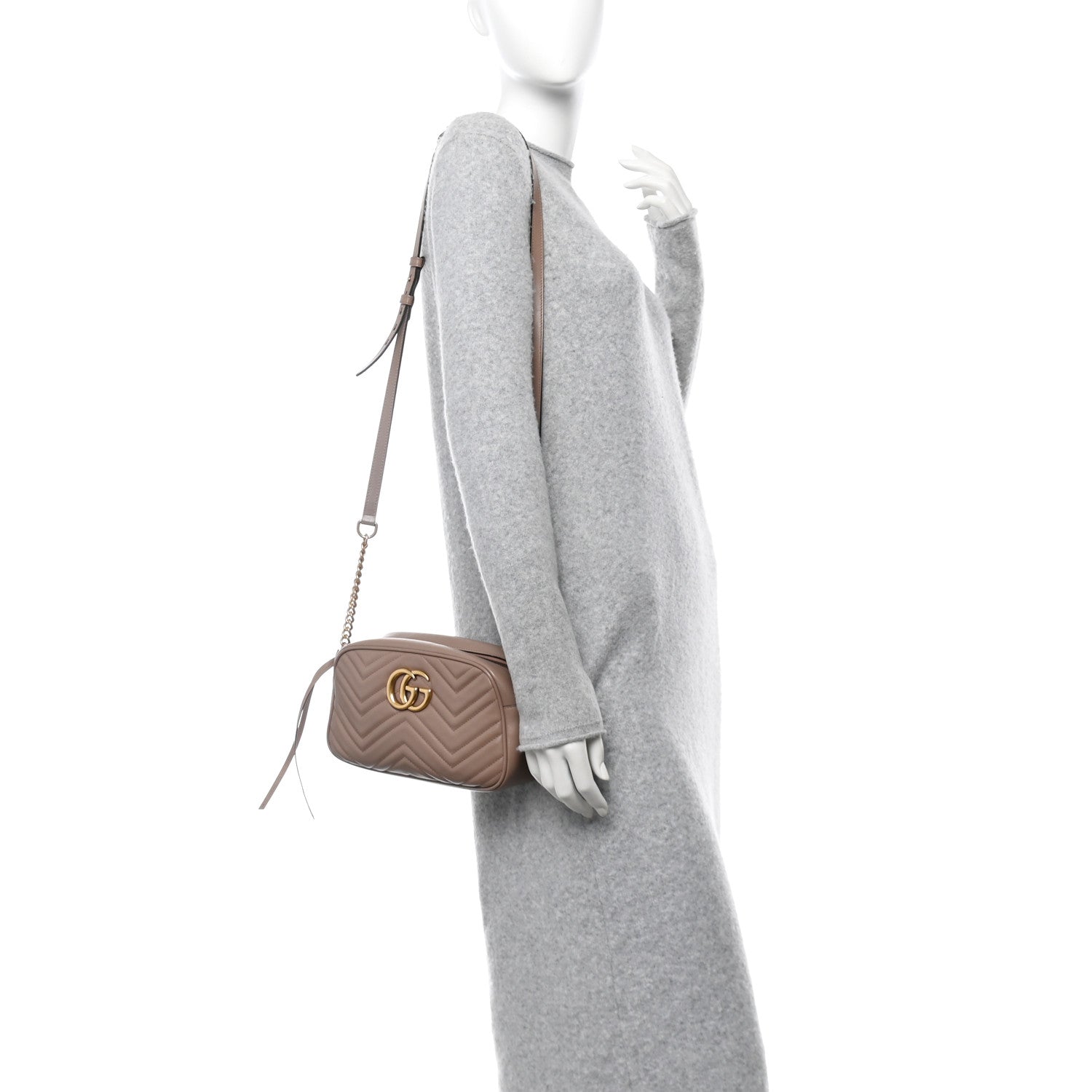 Calfskin Matelasse Small GG Marmont Chain Shoulder Bag Porcelain Rose