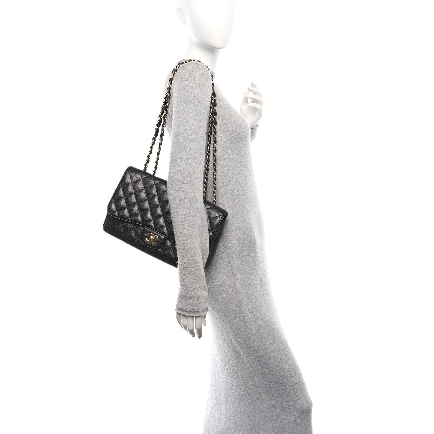 Caviar Quilted Jumbo Single Flap Black