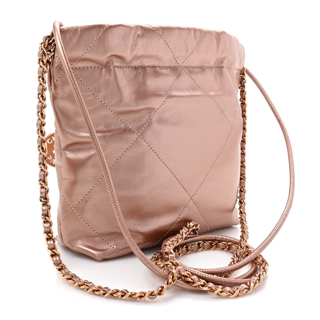 Metallic Calfskin Quilted Mini Chanel 22 Copper
