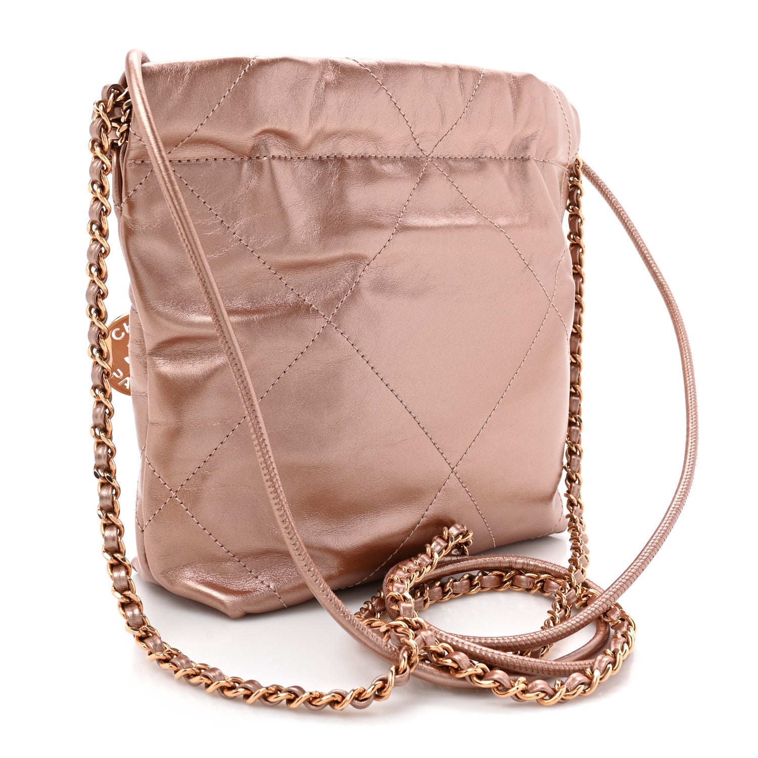Metallic Calfskin Quilted Mini Chanel 22 Copper