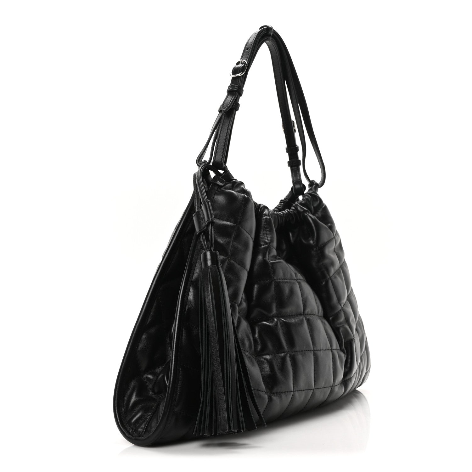 Calfskin Quilted Medium Deco Tote Bag Black