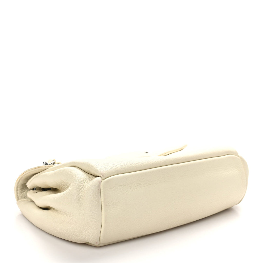 Calfskin Stitched Accordion Flap White
