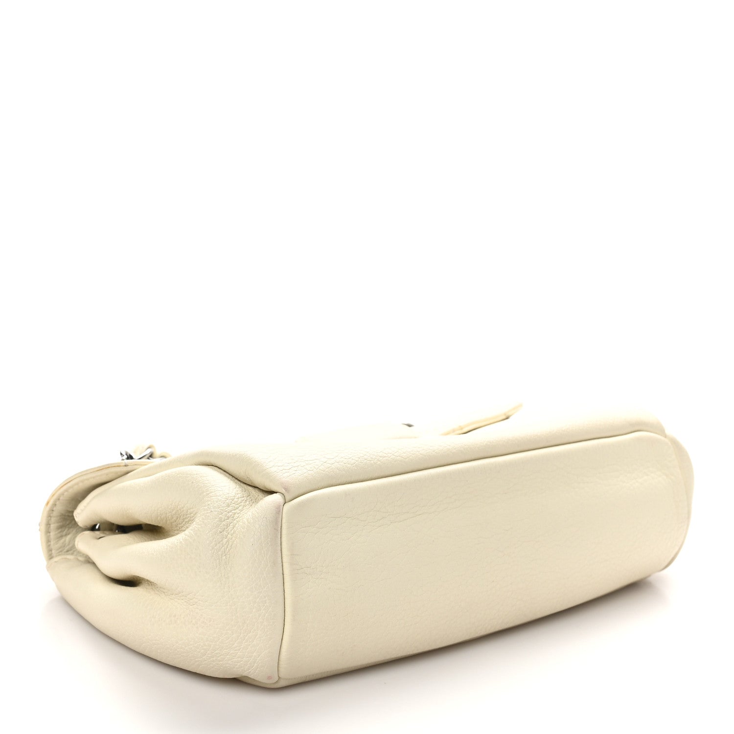 Calfskin Stitched Accordion Flap White