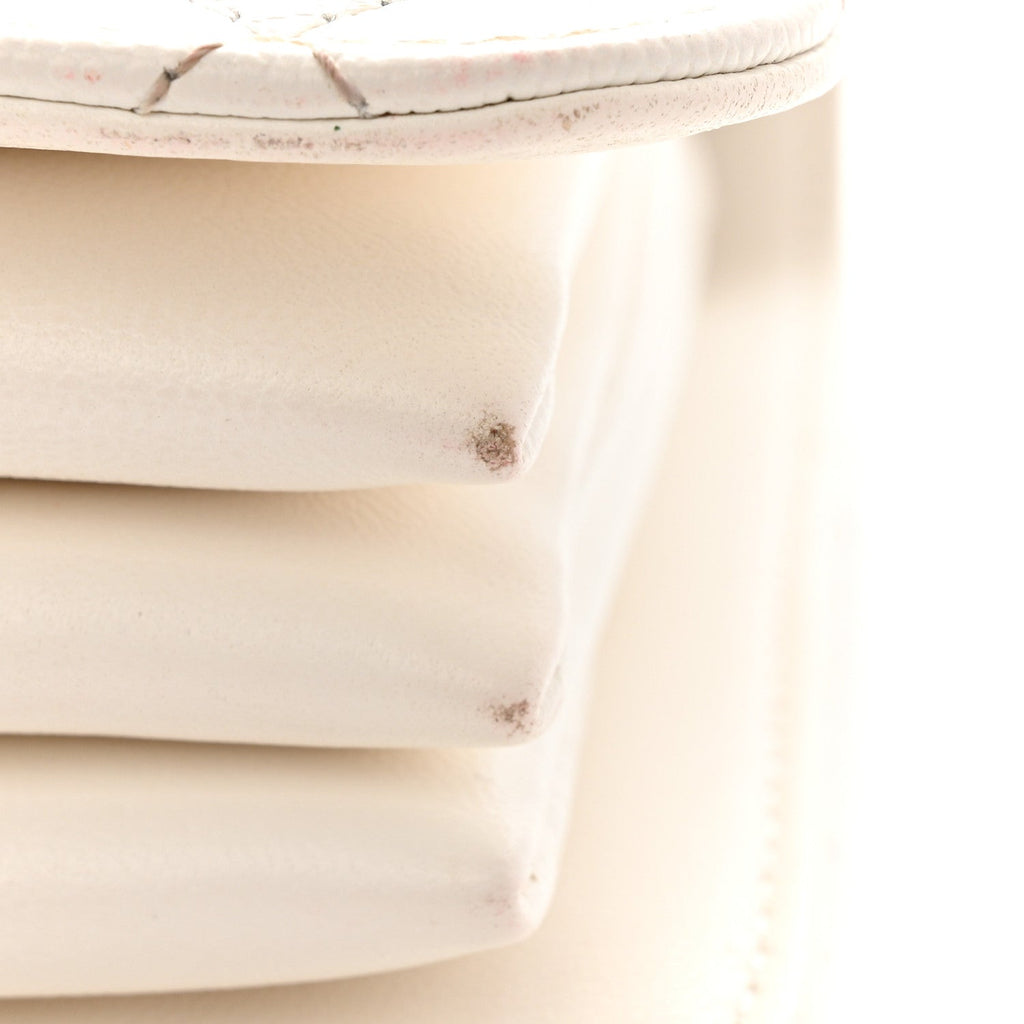 Caviar Quilted Mini Top Handle Flap White