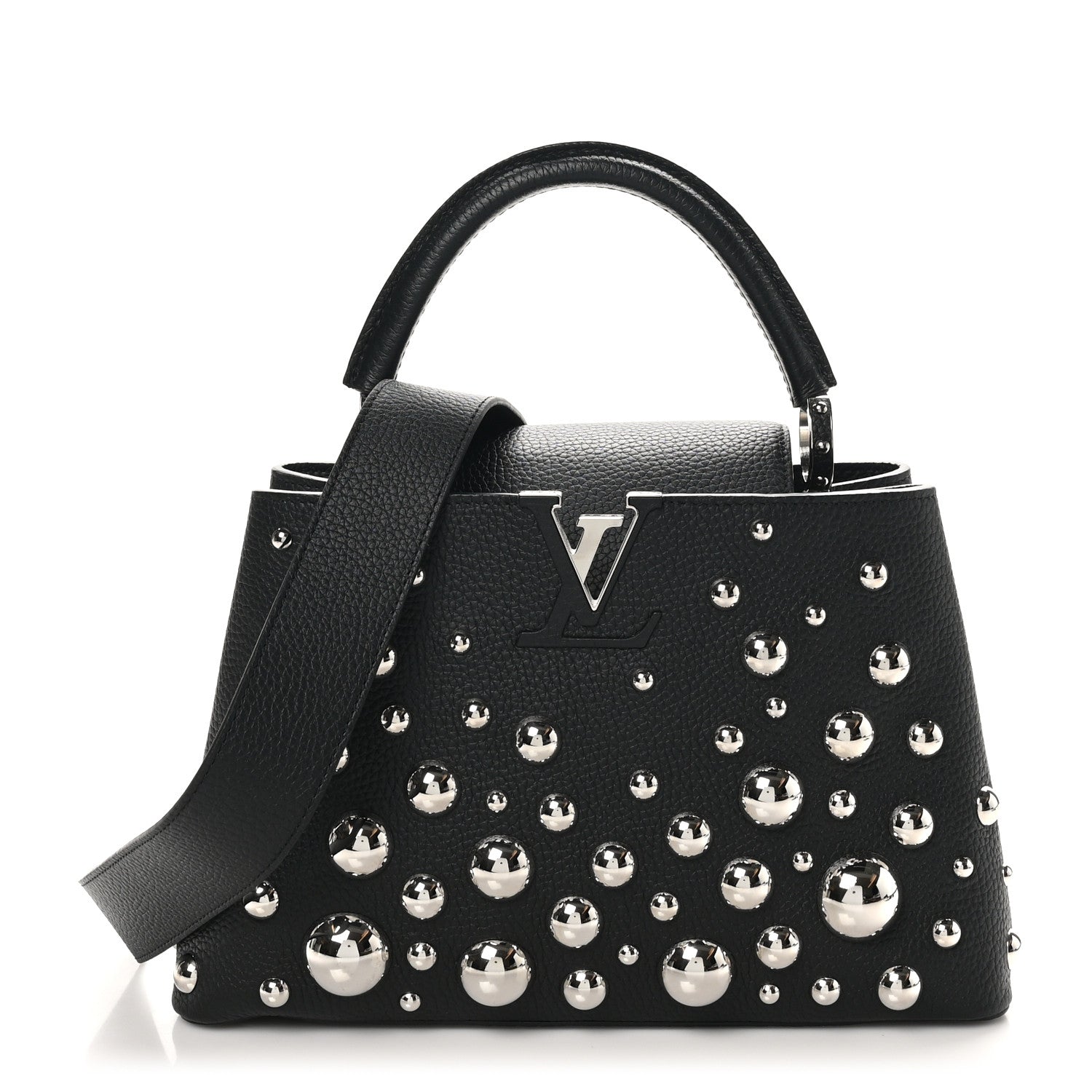 LV X YK Taurillon Brass Metal Dots Capucine MM Black