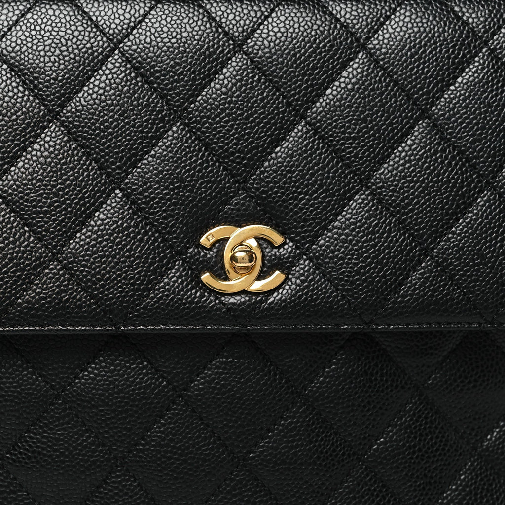 Caviar Quilted Jumbo Kelly Flap Black