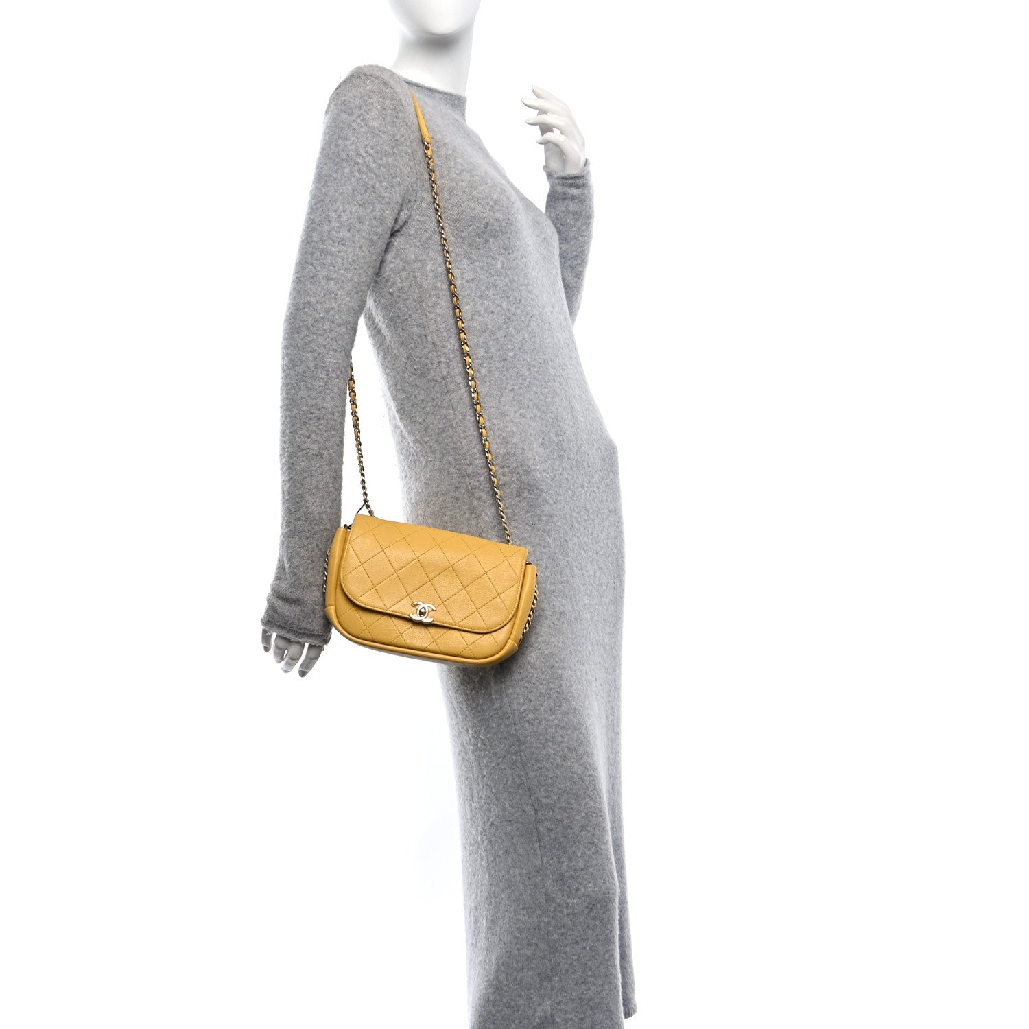 Goatskin Stitched Casual Trip Single Flap Yellow