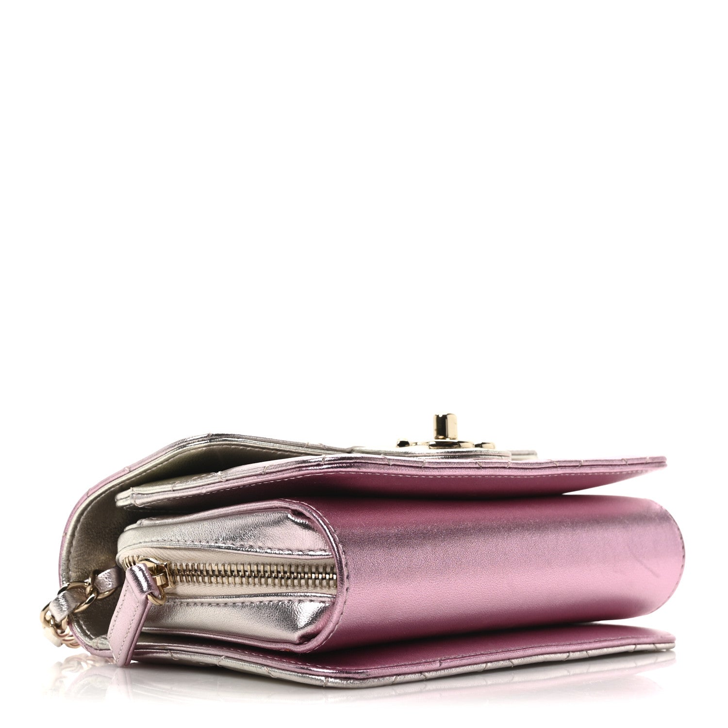 Metallic Lambskin Like A Wallet Flap Golden Pink