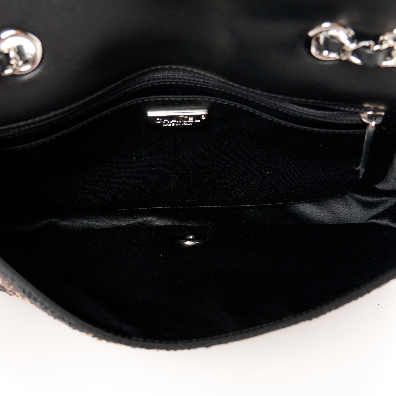 Sequin Medium Single Flap Black Gold