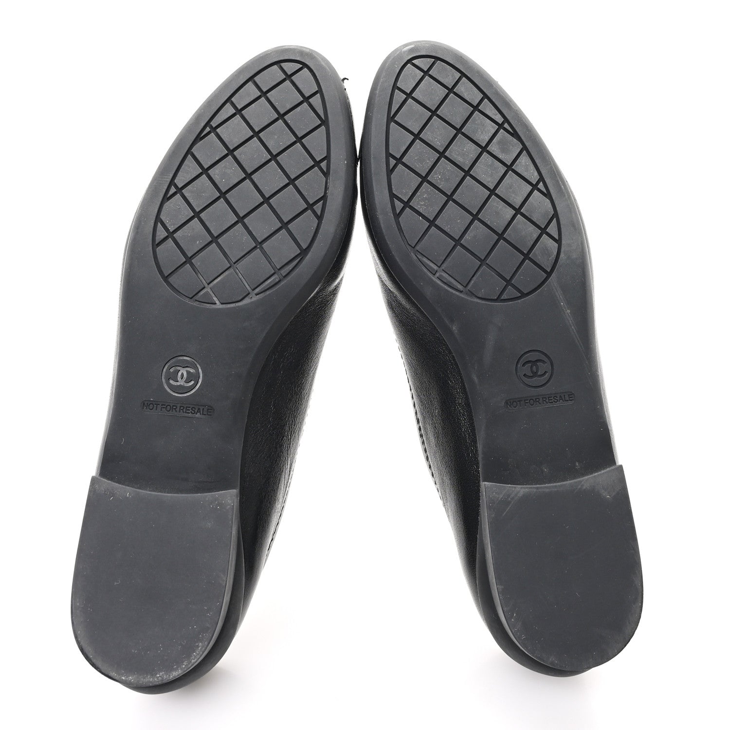 Lambskin Cap Toe CC Uniform Ballerina Flats 38.5 Black