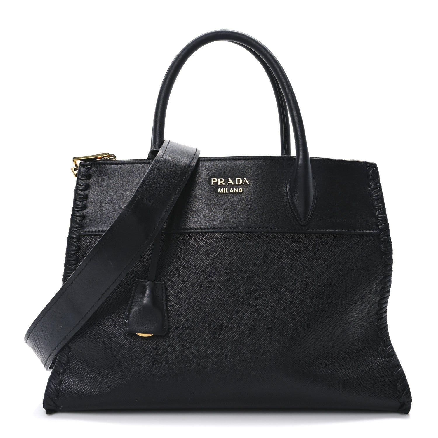Saffiano Whipstitch Medium Paradigme Bag Black