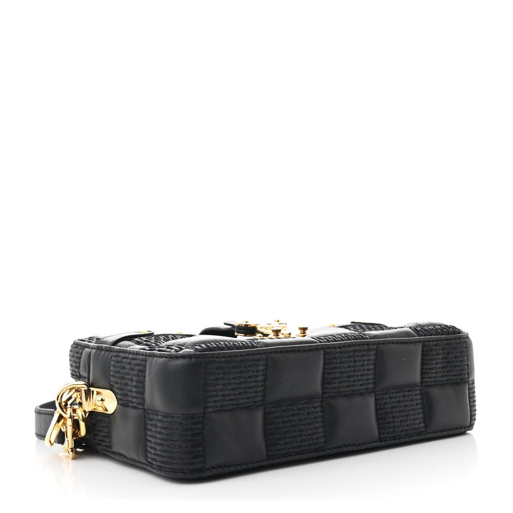 Lambskin Damier Quilt Troca PM Black
